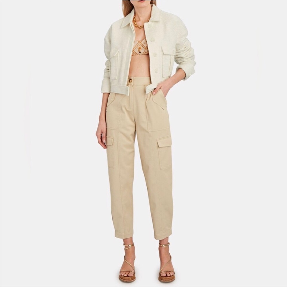 High-Waist Cargo Pants in Beige